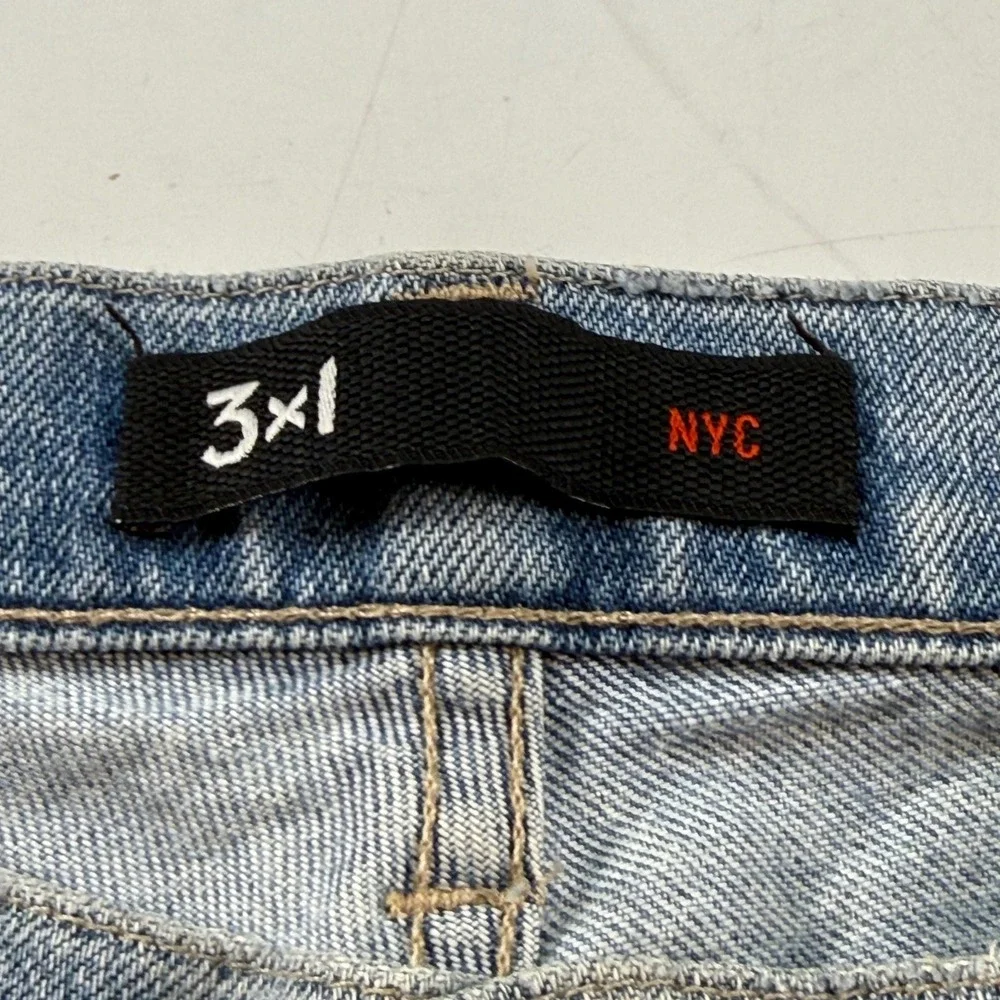 3x1 NYC Slim Straight Jeans Light Wash Size 27 Distressed Everyday Denim
